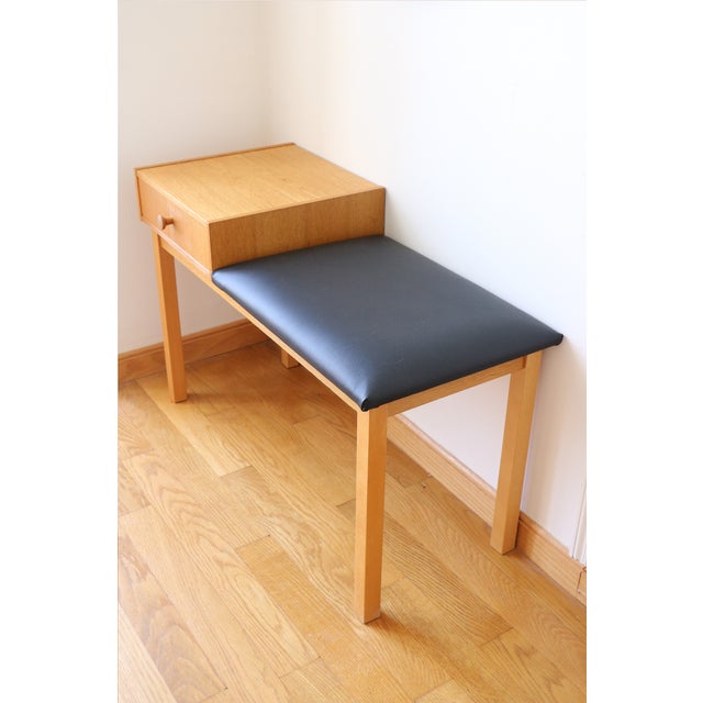 Mid-Century Modern Scandinavian Modular Entrance Telephone Bench, 1960s For Sale - Image 3 of 13