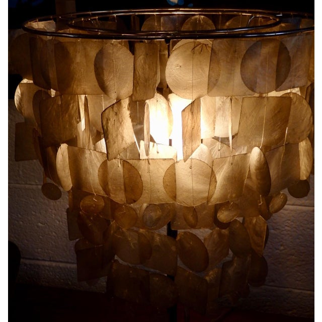 Mid-Century Modern Verner Panton Style Capiz Shell Table Lamp For Sale - Image 3 of 5