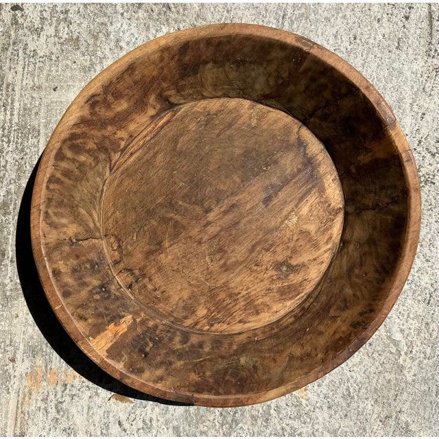 Coffee Vintage Boho Teak Dough Bowl For Sale - Image 8 of 12