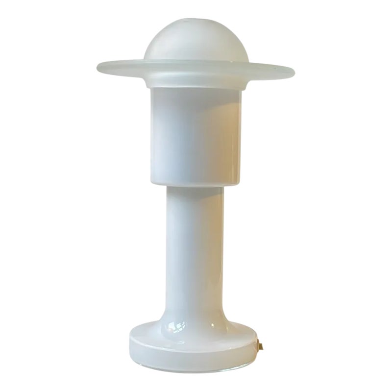 Mid-century White Opaline Glass Table Lamp From Holmegaard, 1970s