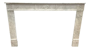 19th Century Louis XVI Fireplace in White Carrara Marble
