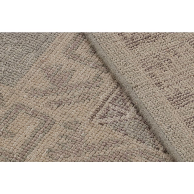 Textile Rug & Kilim’s Tribal Style Rug With Mauve and Pastel Blue Geometric Patterns For Sale - Image 7 of 7