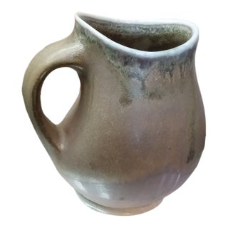Exquisite Artisan Signed Glazed Stoneware Bud Pitcher Made in Italy For Sale