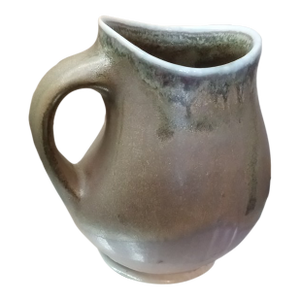 Exquisite Artisan Signed Glazed Stoneware Bud Pitcher Made in Italy