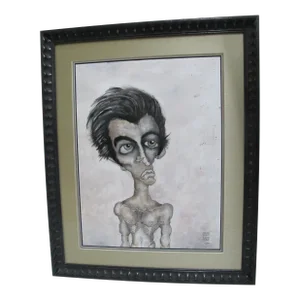Steven Thomas Signed Framed Modern Art Self Male Portrait