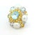 Contemporary 1980s 18k White Gold Aquamarine Multi-Gem Pearl Diamond Cluster Cocktail Ring, Size 6.75 For Sale - Image 3 of 10