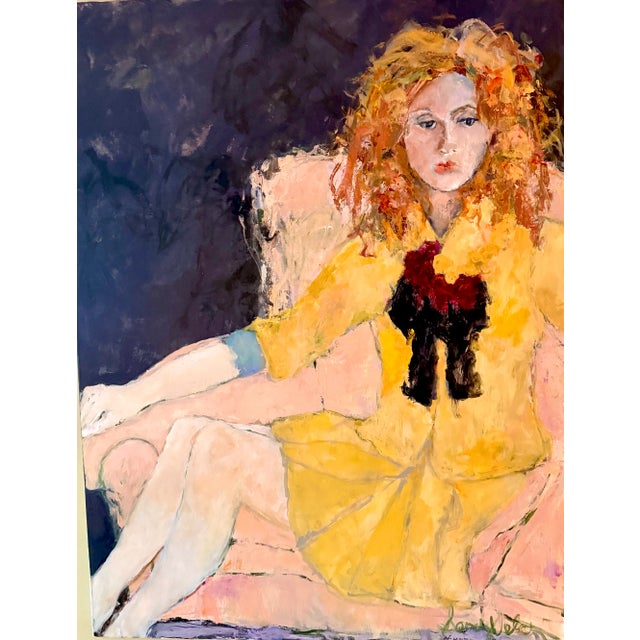 "The Yellow Dress" Original Painting by Sandy Welch For Sale