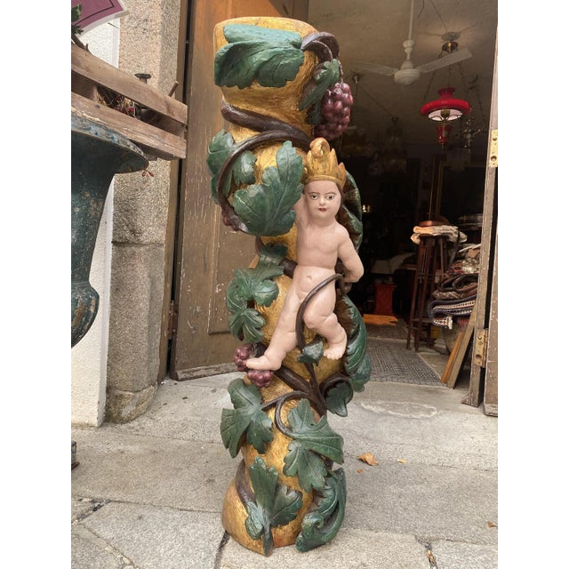 Antique Gilded Wooden Column, 1800s For Sale - Image 4 of 18