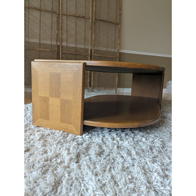 Vintage Postmodern Universal Furniture Oak Parquetry Eye Kidney Coffee Table For Sale - Image 11 of 13