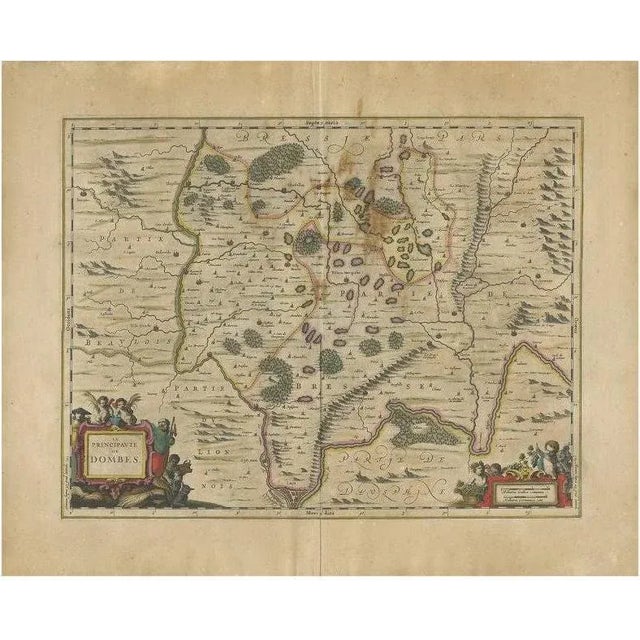 17th Century Antique Map of Lyon attributed to Janssonius, 1657 For Sale - Image 5 of 5