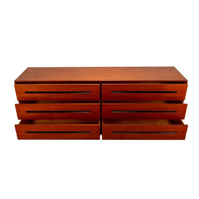 Mid-Century Modern 1970s Westnofa Norwegian Scandinavian Modern Teak Lowboy Long Dresser Norway For Sale - Image 3 of 12