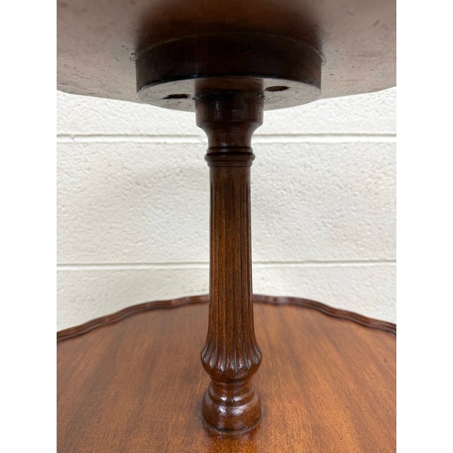 Wood Antique Georgian Revival Queen Anne Style Mahogany Dumbwaiter Serving Tray Table For Sale - Image 7 of 10