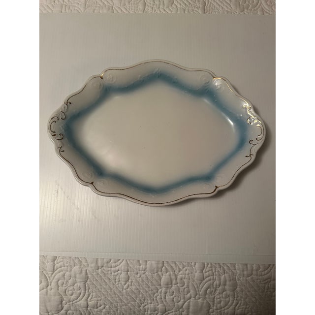 Vintage Grindley Oval Serving Platter Trimmed, and Gold With Blue Accent For Sale In Washington DC - Image 6 of 6