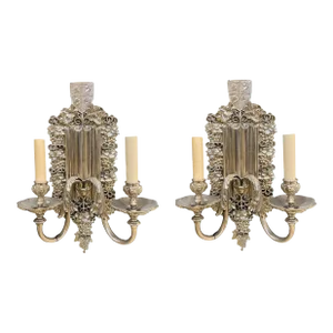 1920s Caldwell Silver Plated Sconces - a Pair