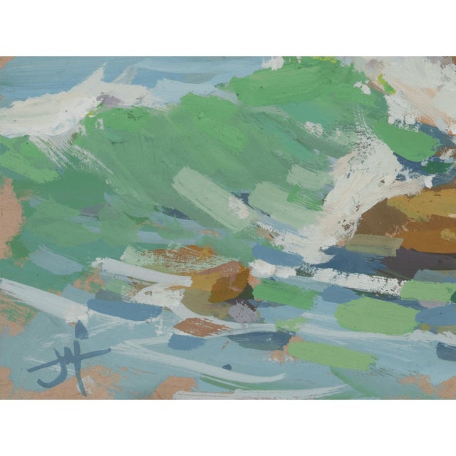 Coastal Hold Firm by Judd Mercer | Gouache On Paper Seascape with waves crashing on rocks For Sale - Image 3 of 5