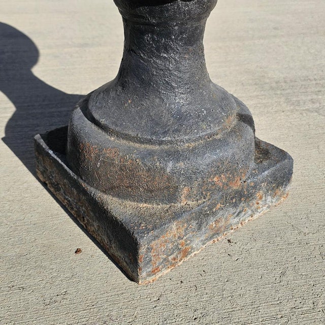 Large Antique Classical Cast Iron Garden Urn Planter a-Pair For Sale - Image 11 of 18