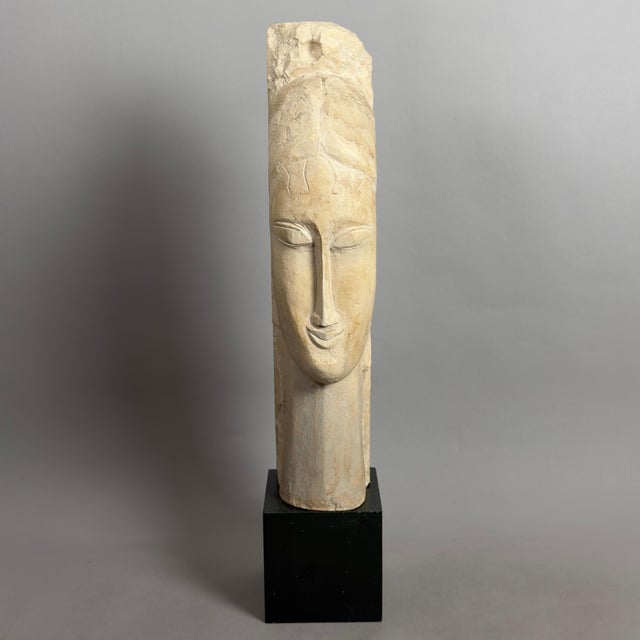 Large Vintage Lithoceramic Louvre Reproduction Head Sculpture after Modigliani, 20th Century For Sale - Image 5 of 14
