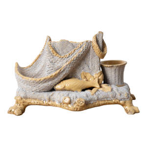 Nautical Yellowware Smoking Stand, Germany, 19th Century