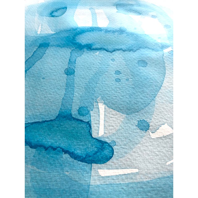 “Aqua” Contemporary Abstract Watercolor by CL Auker For Sale - Image 4 of 5
