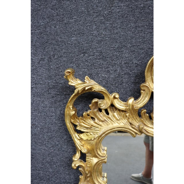 Italian Rococo Revival Hand-Carved Giltwood Wall Mirror For Sale - Image 12 of 14