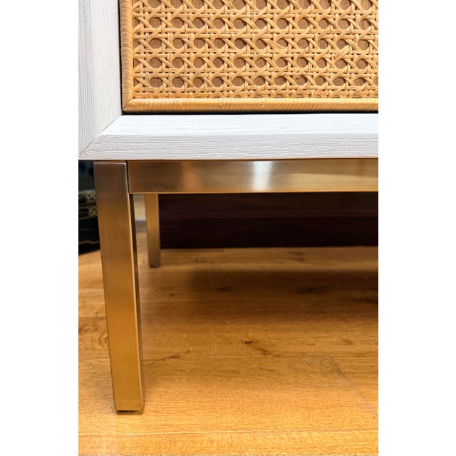 Serena & Lily Whitewashed Cane Front Rattan Buffet Sideboard Bar Credenza For Sale - Image 9 of 10