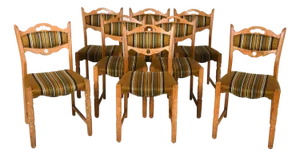 1970s Vintage Danish Oak Dining Chairs in the Style of Henning Kjærnulf, Set of Eight