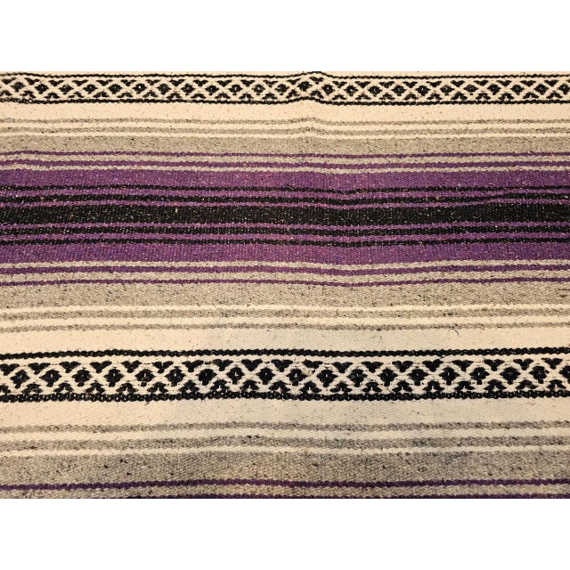 Textile Vintage American Southwestern Kilim Rug, Handwoven Wool, Stripe Pattern, Lavender & Ivory, 4x6 For Sale - Image 7 of 11