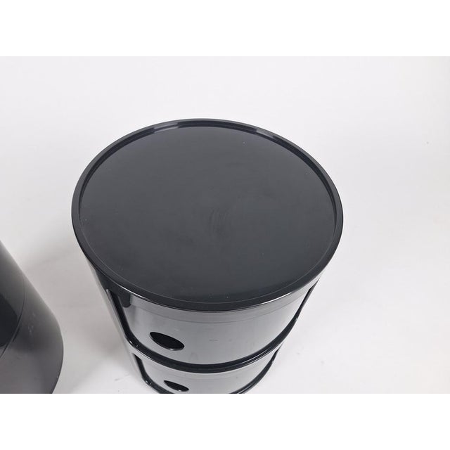 Plastic Componibili Modular Chests of Drawers in Black ABS by Anna Castelli Ferrieri for Kartell, 1970s, Set of 2 For Sale - Image 7 of 13