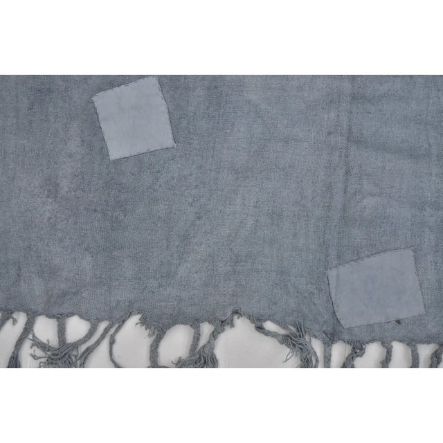 Textile Vintage Anatolian Flatweave Kilim - Industrial Modernist Charcoal Gray Fringed Rug For Sale - Image 7 of 10