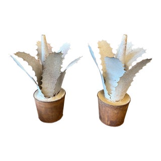 Vintage French Zinc Agave Sculptures - 1950s- Set of 2 For Sale