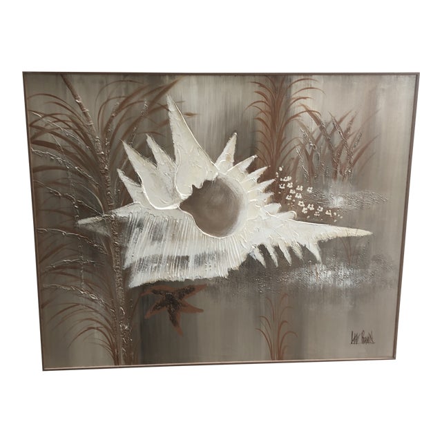 1980s Abstract Shell Painting by Lee Reynolds, Framed For Sale