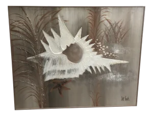 1980s Abstract Shell Painting by Lee Reynolds, Framed