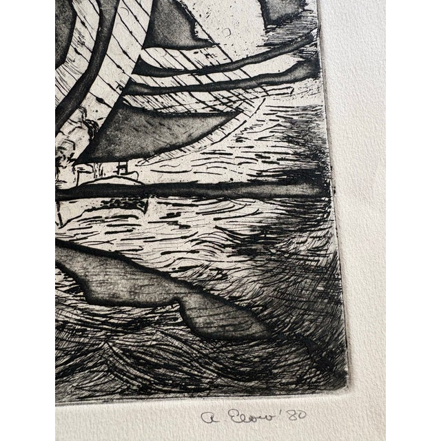 Abstract Alon Elow Abstract Etching Made by Artist in Ny Studio Signed in Pencil For Sale - Image 3 of 4