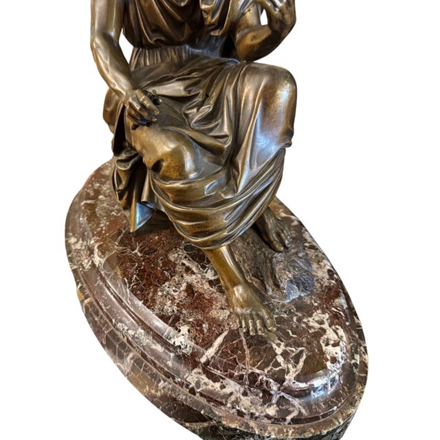 Metal 19th Century French Bronze Figure of Ancient Greek Philosopher Zeno of Elea. For Sale - Image 7 of 10