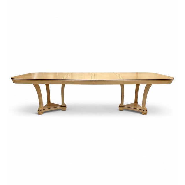 Century Furniture Burl Wood Double Pedestal Dining Table With Two 18” Leaves For Sale - Image 9 of 12
