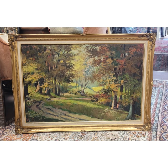 1970s Beautiful Landscape Painting on Canvas Signed For Sale In Philadelphia - Image 6 of 10