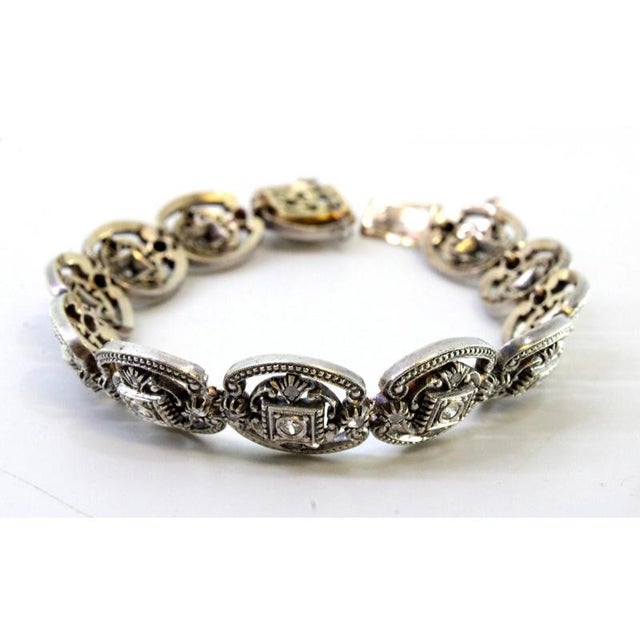 Art Deco 19.2K Gold Bracelet with Diamond Paddle For Sale - Image 3 of 10