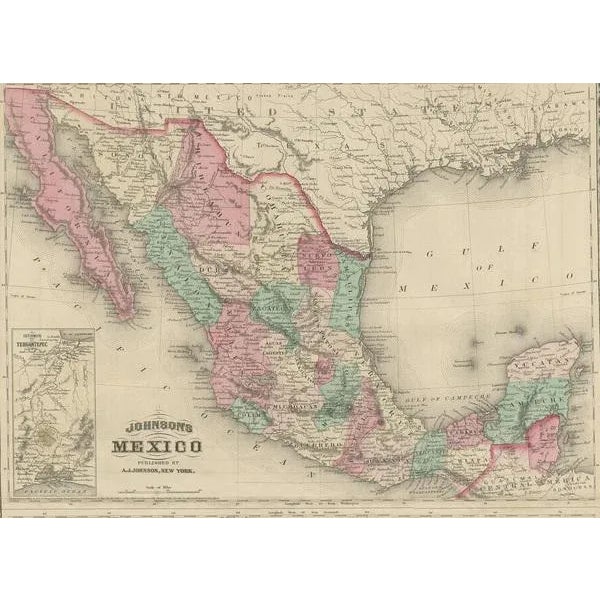 Antique Map of Mexico and Central America by Johnson, 1872 For Sale - Image 3 of 5