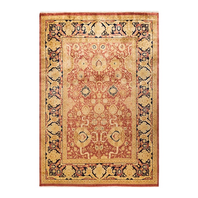 Mogul, One-of-a-Kind Hand-Knotted Area Rug in Orange, 5' 10" x 8' 9" For Sale