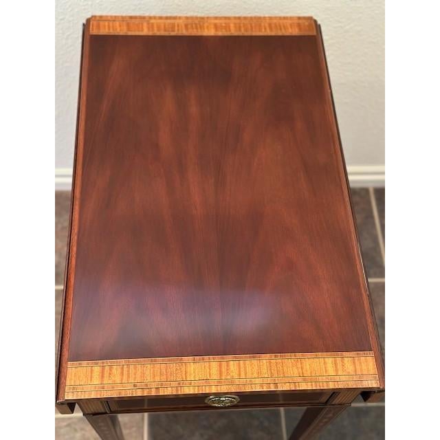 Traditional 1990s Councill Craftsmen Banded Drop Side Pembroke Table For Sale - Image 3 of 8