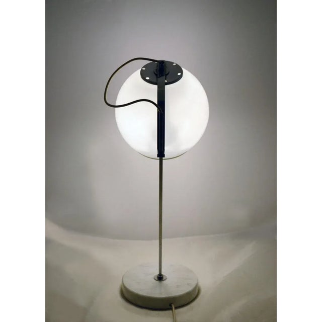 White Table Lamp with Adjustable Glass Lampshade and Marble Base, 1970s For Sale - Image 10 of 11