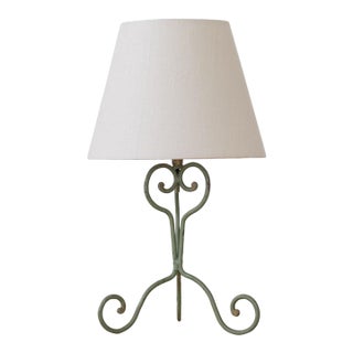 1940s French Painted Iron Scroll Lamp For Sale