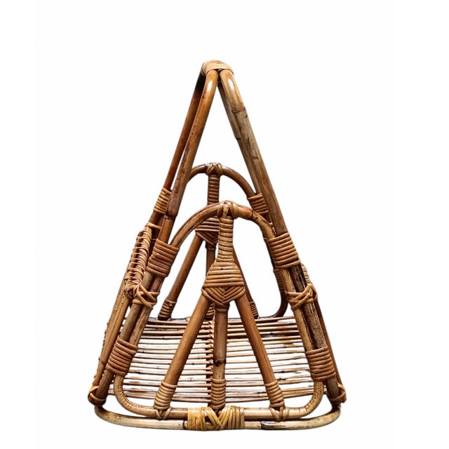 Rattan and Bamboo Magazine Basket by F.lli Castano, Italy, 1960s For Sale - Image 6 of 9