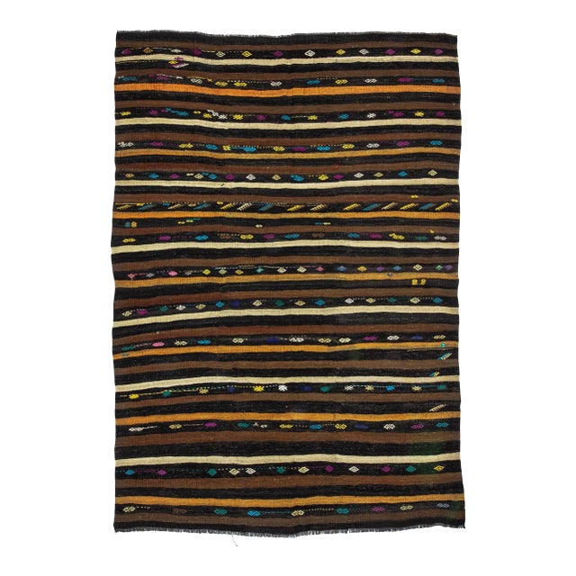 Striped Vintage Kilim Rug-7'2x10'2" For Sale