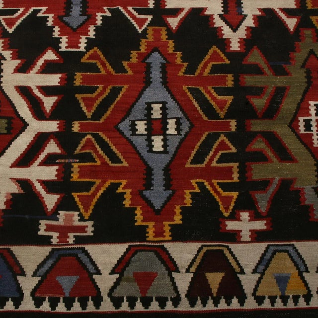 Vintage Mid-Century Kuba Multicolor Tribal Wool Kilim Rug For Sale - Image 4 of 6