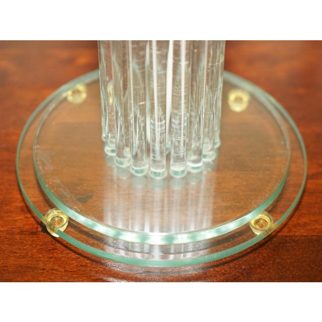 Metal Tall Glass and Brass Column Table Lamp For Sale - Image 7 of 14