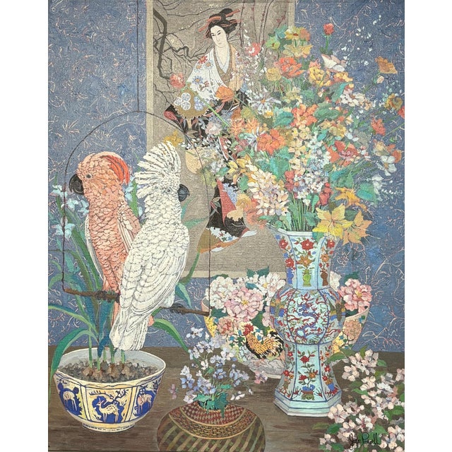Blue Late 20th Century Floral Still Life Painting by California Artist John Powell For Sale - Image 8 of 12