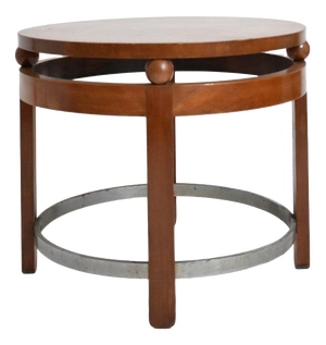 Vintage Round Wooden Pedestal Table, 1930s