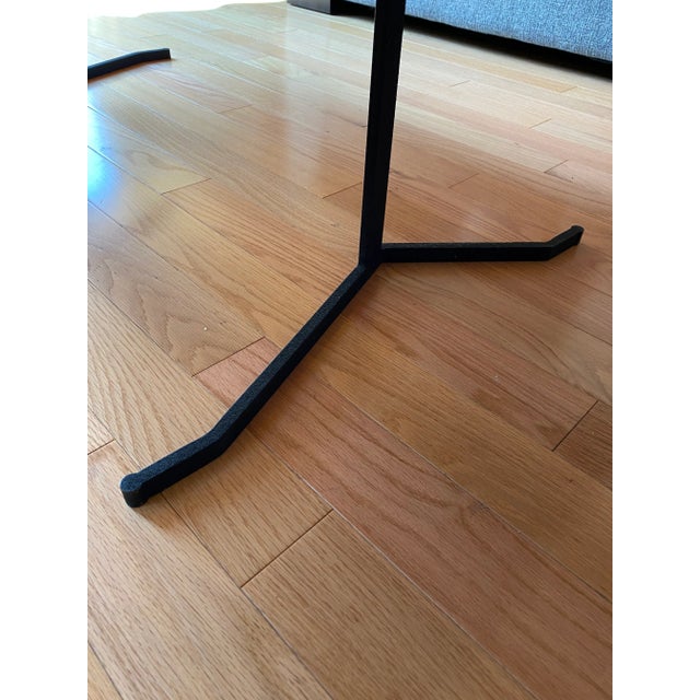 Black Rare Giovanni Offredi for Saporiti Italian Coffee Table - Geometric Dyed Wood Veneer Top & Sculptural Iron Base For Sale - Image 8 of 13