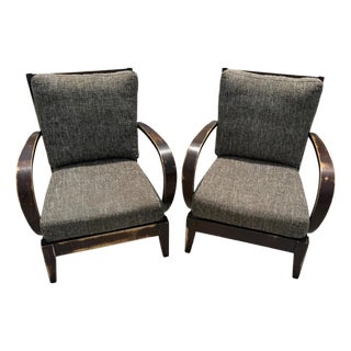 Pair of Distressed Hardwood Lounge Chairs in the Style of Dakota Jackson For Sale